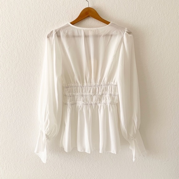 Vine & Love V-Neck Puff Sleeve Blouse - Picture 4 of 8